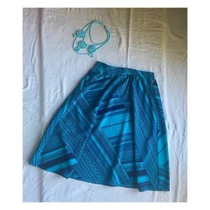 Blue and turquoise A-line skirt